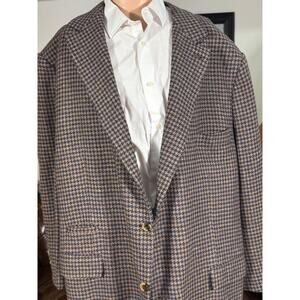 Brunello Cucinelli Houndstooth 64 54RUS Wool Cashmere Tweed Flannel XXXL Blazer